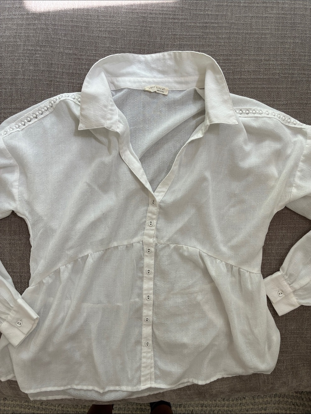lovestitch White Button-Front Peplum Blouse